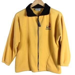 Vintage Florida Embroidered fleece zipper Yellow Black Small